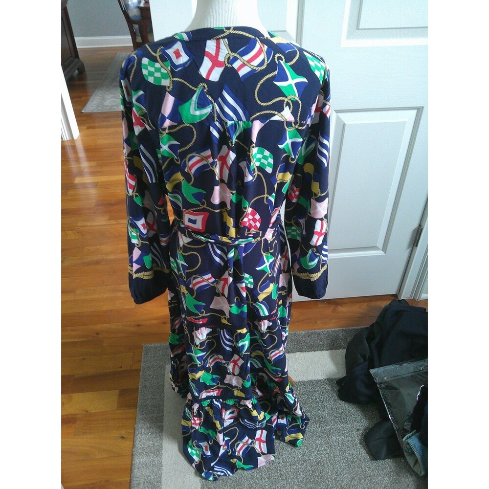 Adorable Crown And Ivy Navy Nautical flag Maxi V neck, belted Dress Size XL - Picture 5 of 5